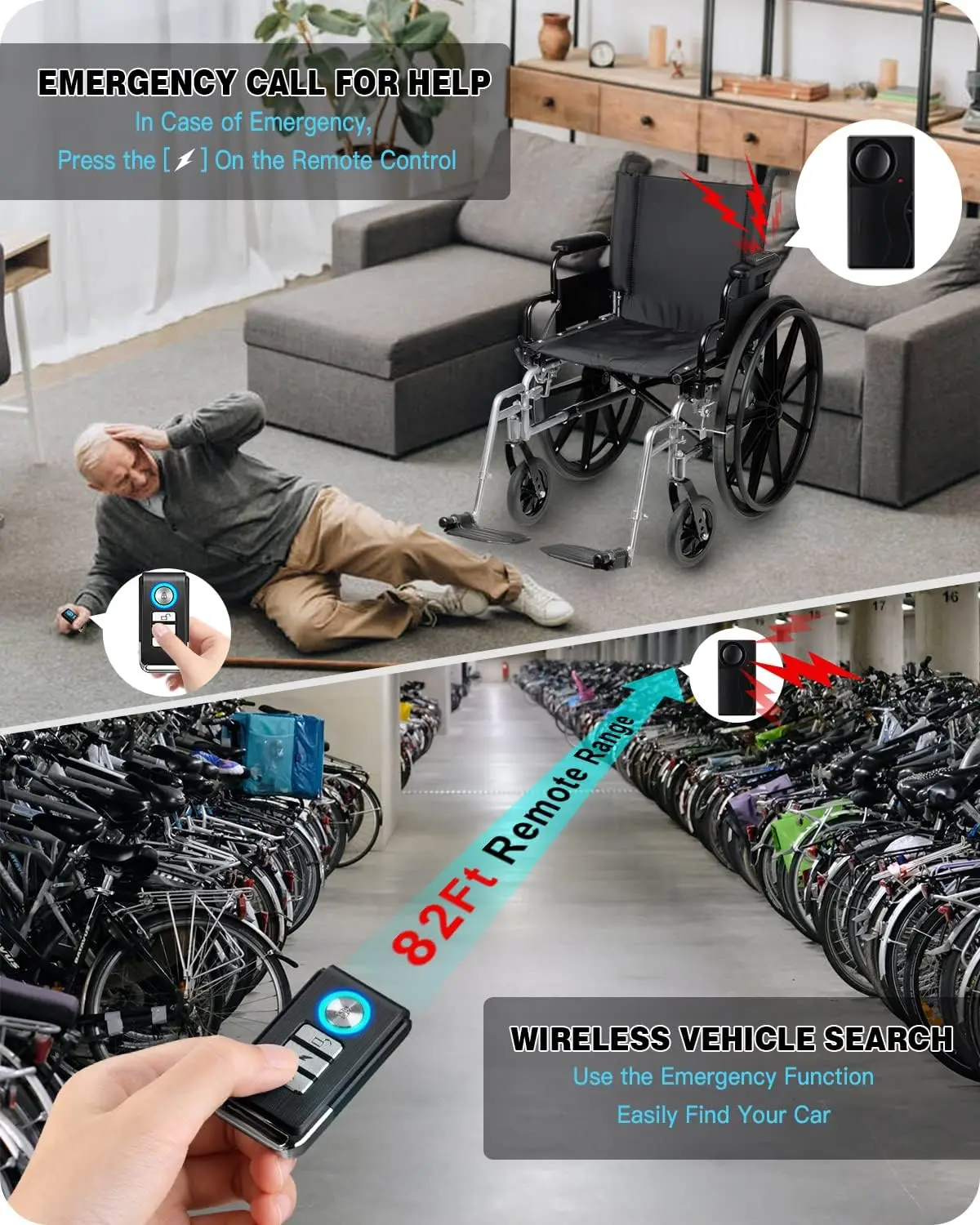 Security alarm Camluxy Anti-Theft 110db Loud Door and Window Alarm Wireless Vibration Remote Control Bicycle Sensors