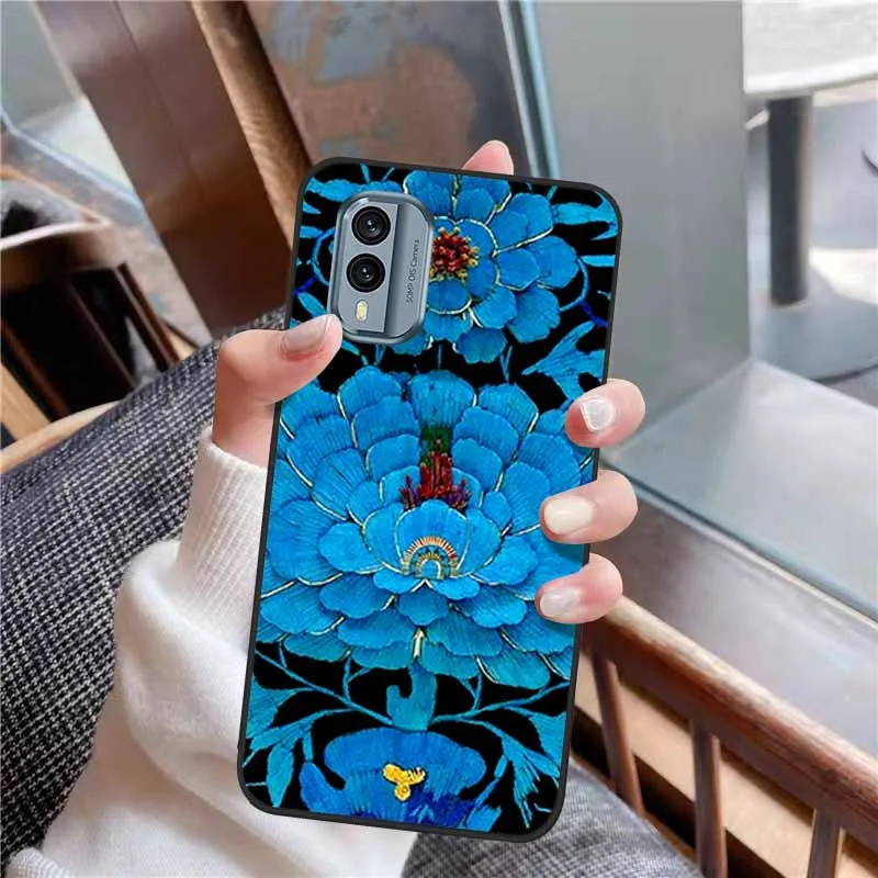 3D Soft Relief Flower Silicone Emboss Painted Cover