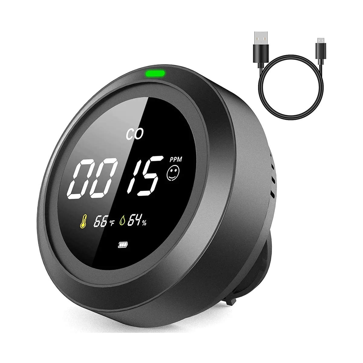 

Portable Carbon Monoxide Detector [3-In-1] Air Quality Monitor/Temperature/Humidity/Smoke CO Gas Sensor