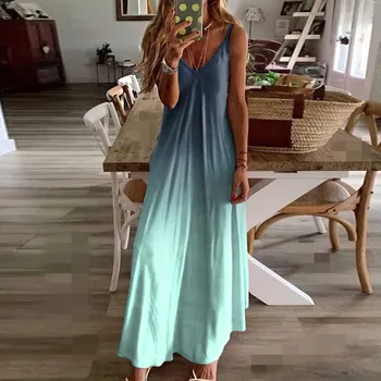 Summer Bohemian Women's Slip Dress Long A-line Oversize Casual Dresses 2