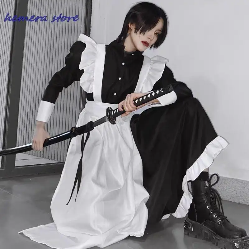 

Women Maid Outfit Long Dress Apron Dress Lolita Dresses Men Clothes Unisex Cafe Costume Cosplay Anime Costumes Jujutsu Kaisen