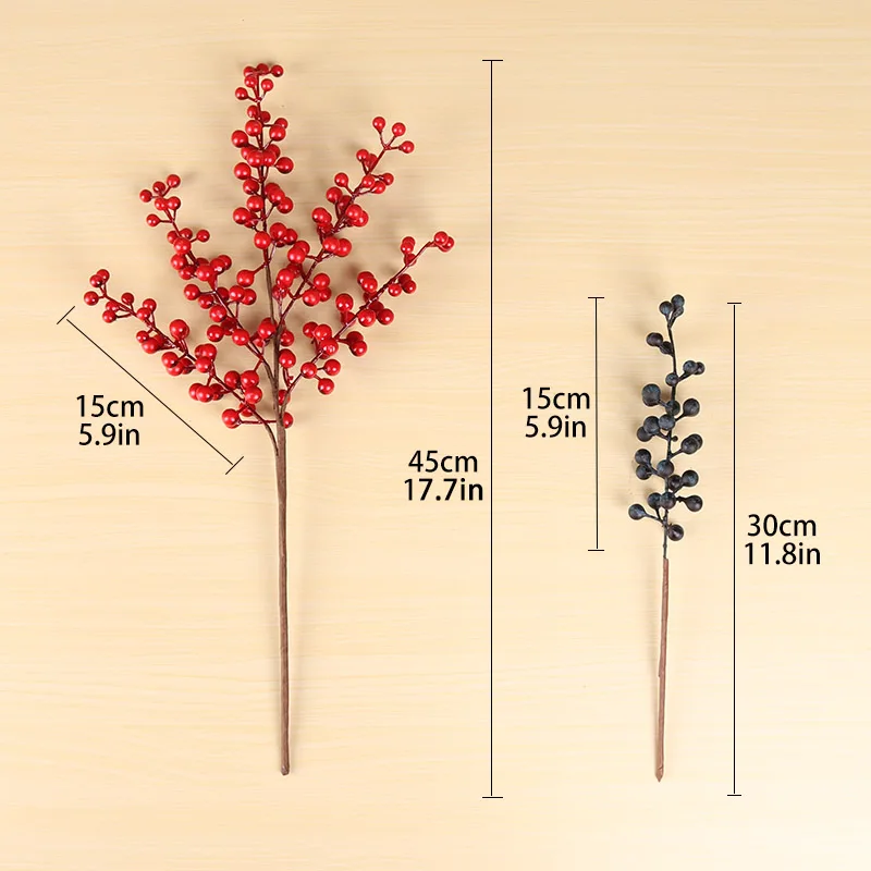 Foam Artificial Berry Branch Flower Fake Black Fruit Wedding Home Table Party Decor Christmas New Year DIY Bouquet Accessories