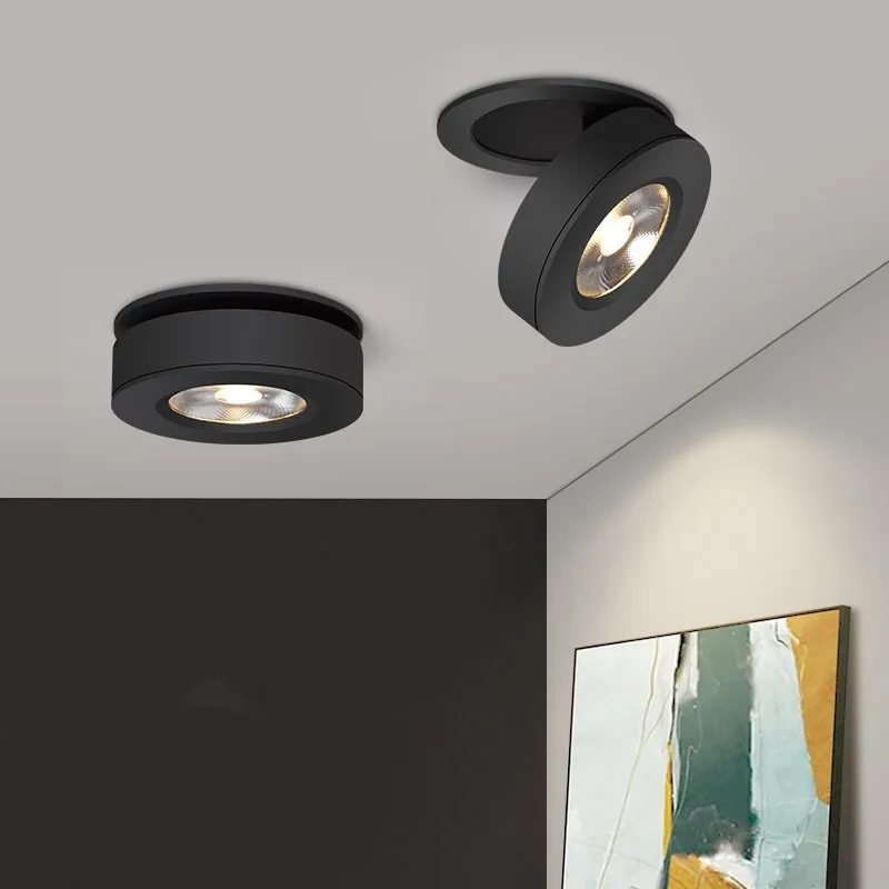 LED 접이식 360 오목한 표면 장착 스포트라이트, 슬림 천장 램프, 복도 갤러리 디스플레이, 거실 조명, 3 색