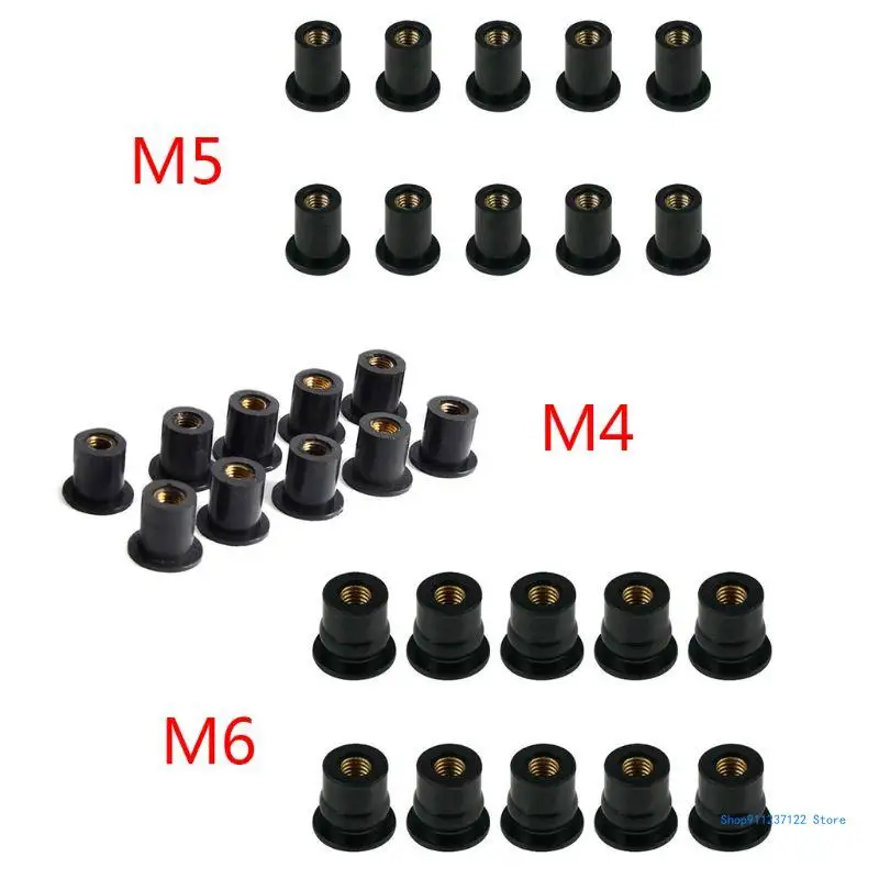 

10Pcs Easy Installation M6 Metric Rubber Well Nut Fastener Motorbike Windshield Fairing Cowl