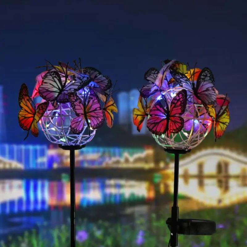 

Solar Lamp Creative 9 Butterflies Beautiful Rechargeable Romantic Lawn Patio Decoration Garden Chandelier Long Endurance