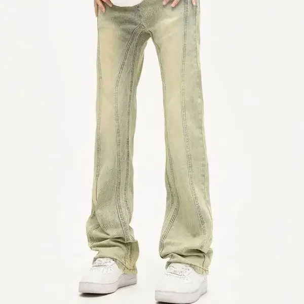 Pantalones vaqueros de hombre Bootcut con bolsillos Pantalones vaqueros para hombre Pantalones ajustados Slim Fit Lavado Ajustado Tubo Vintage Elástico Acampanado Kpop