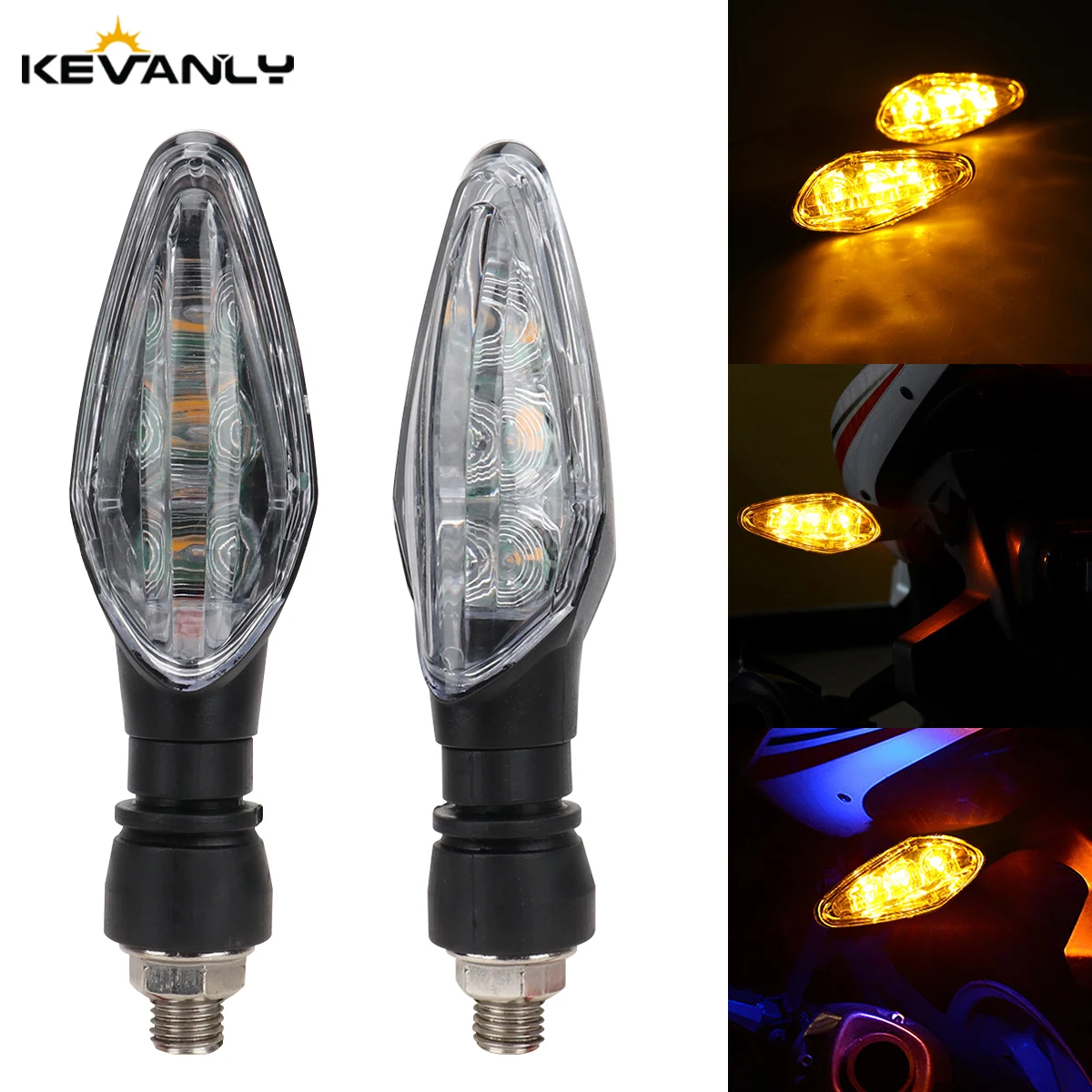 Motorcycle Turn Signal Lights 2Pcs Amber Blinker Indicator Waterproof Moto Scooter Warning Rear Tail Lights Running Lamp Lighting
