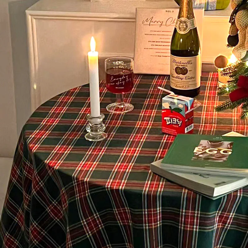 thumbnail image 1 of Decoración navideña, mantel navideño, decoración y accesorios de mesa, mantel a cuadros rojo, cubierta de mesa para fiesta de Navidad y Año Nuevo, 1 of 5