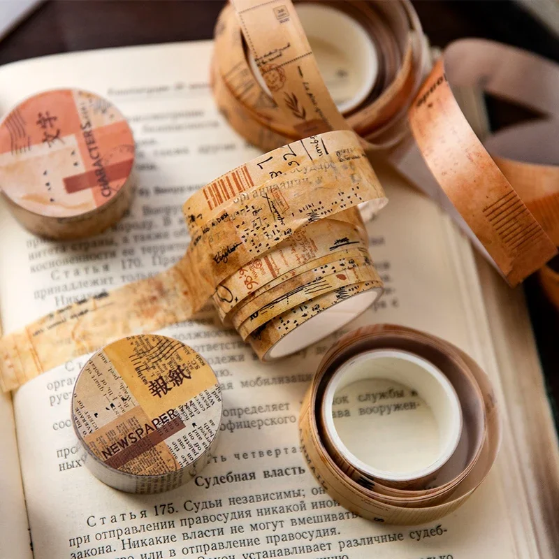Journamm 15mm*2m Vintage Washi Paper Tapes DIY Scrapbooking Decor Photo Album Collage Stationery Materials Marking Adhesive Tape 5