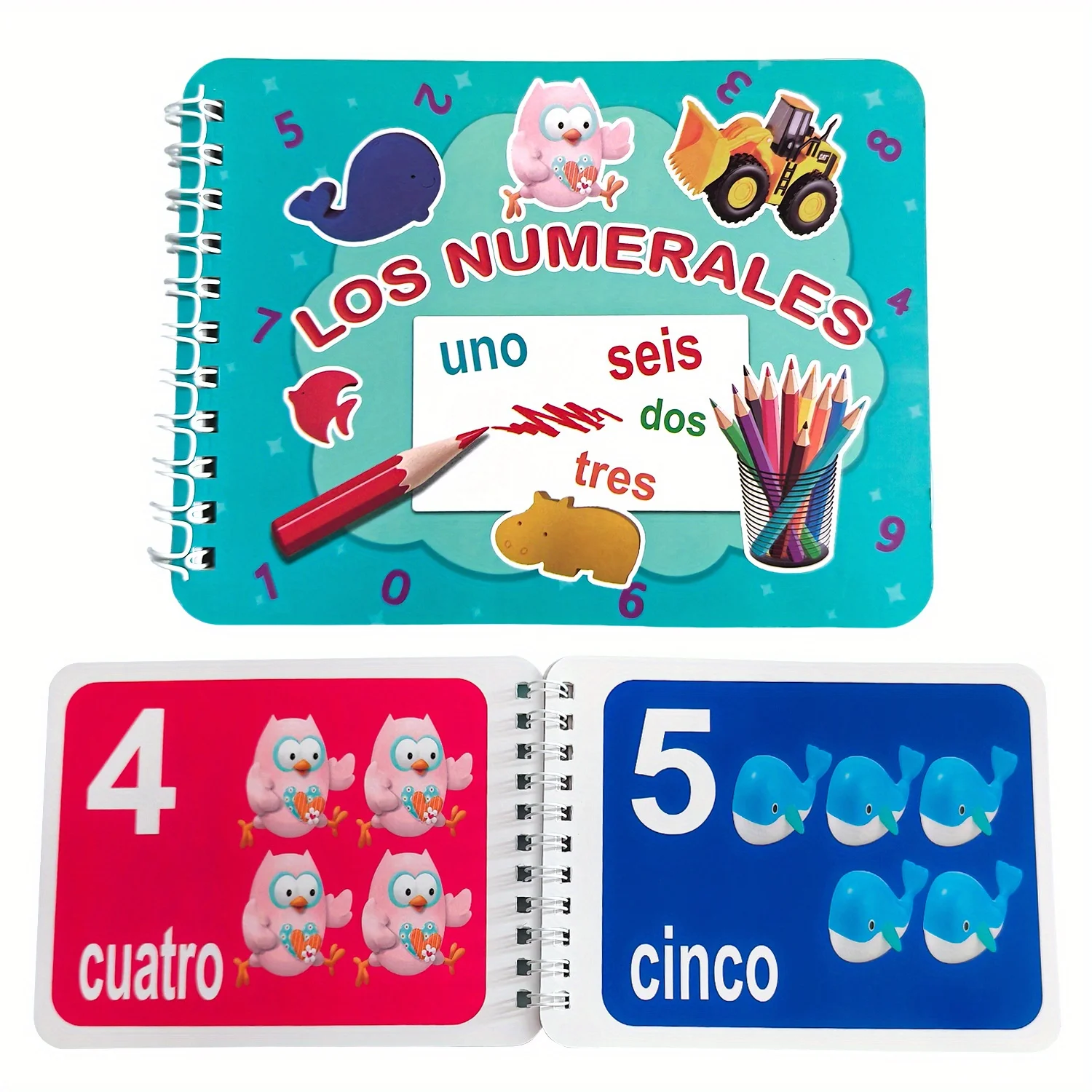 Libro de tarjetas de aprendizaje de números españoles, tarjetas con imágenes, material didáctico para el aprendizaje de idiomas para principiantes, suministros para el aula de guardería