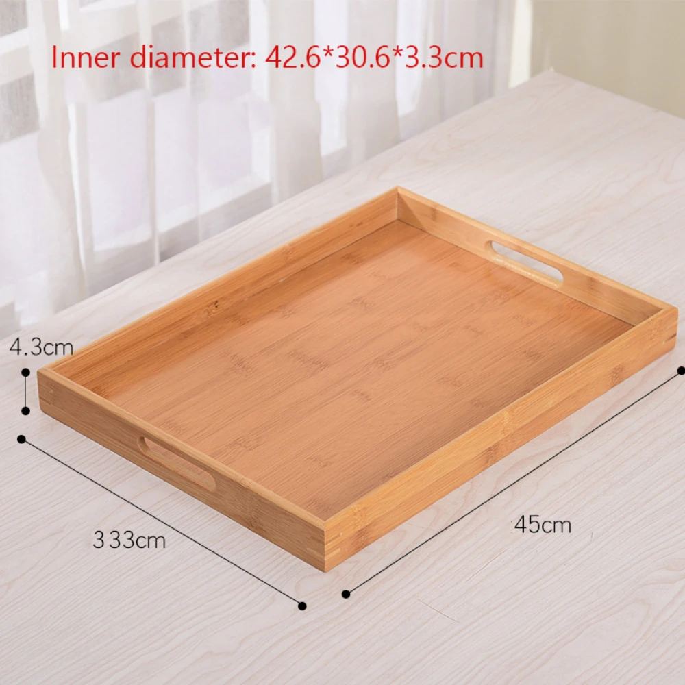 1PC Bamboo wooden tray Tea tableware holder Fruit bread dessert tea food with handle rectangle wooden serving tray tea tray