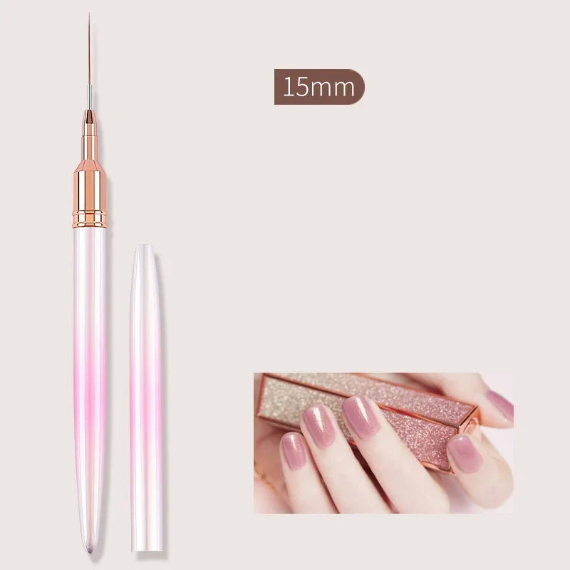 Gradient Nail Art Brush Acrylic French Stripe Line Painting Drawing Flower Pen Metal Handle Gel UV Polish Drawing Liner Brushes