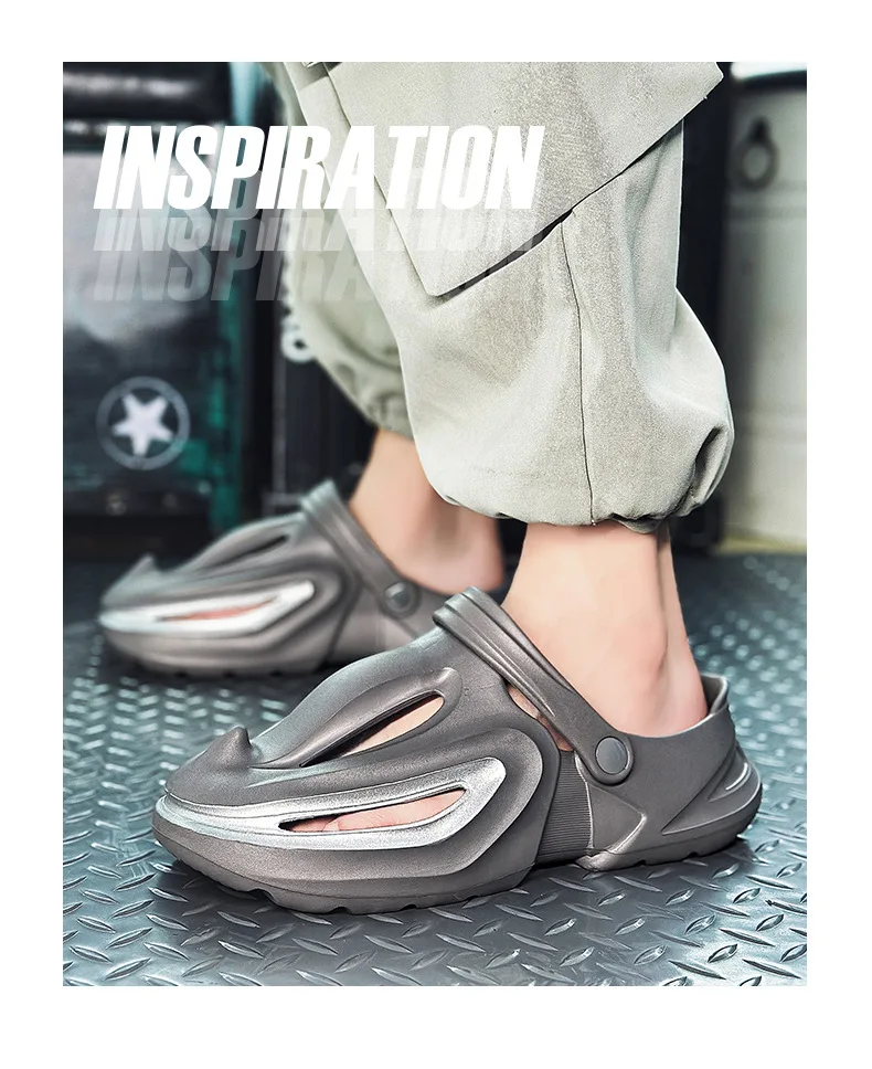 Evshine Men Shark Slides Eva Flat Sandals Summer Beach Footwear_voghion.com