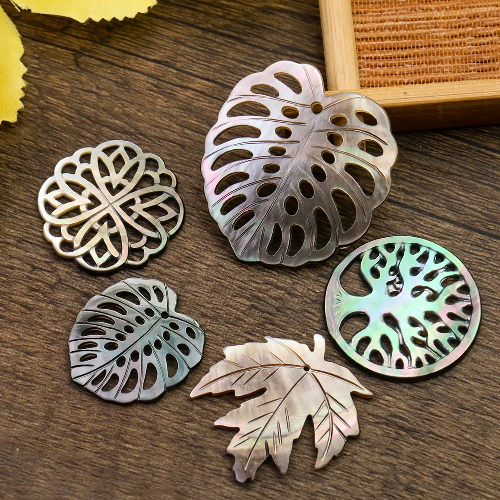 1PC Natural Mother of Pearl Shell Pendant Tree of Life Leaf Charm for DIY Jewelry Accessories Necklaces Earrings