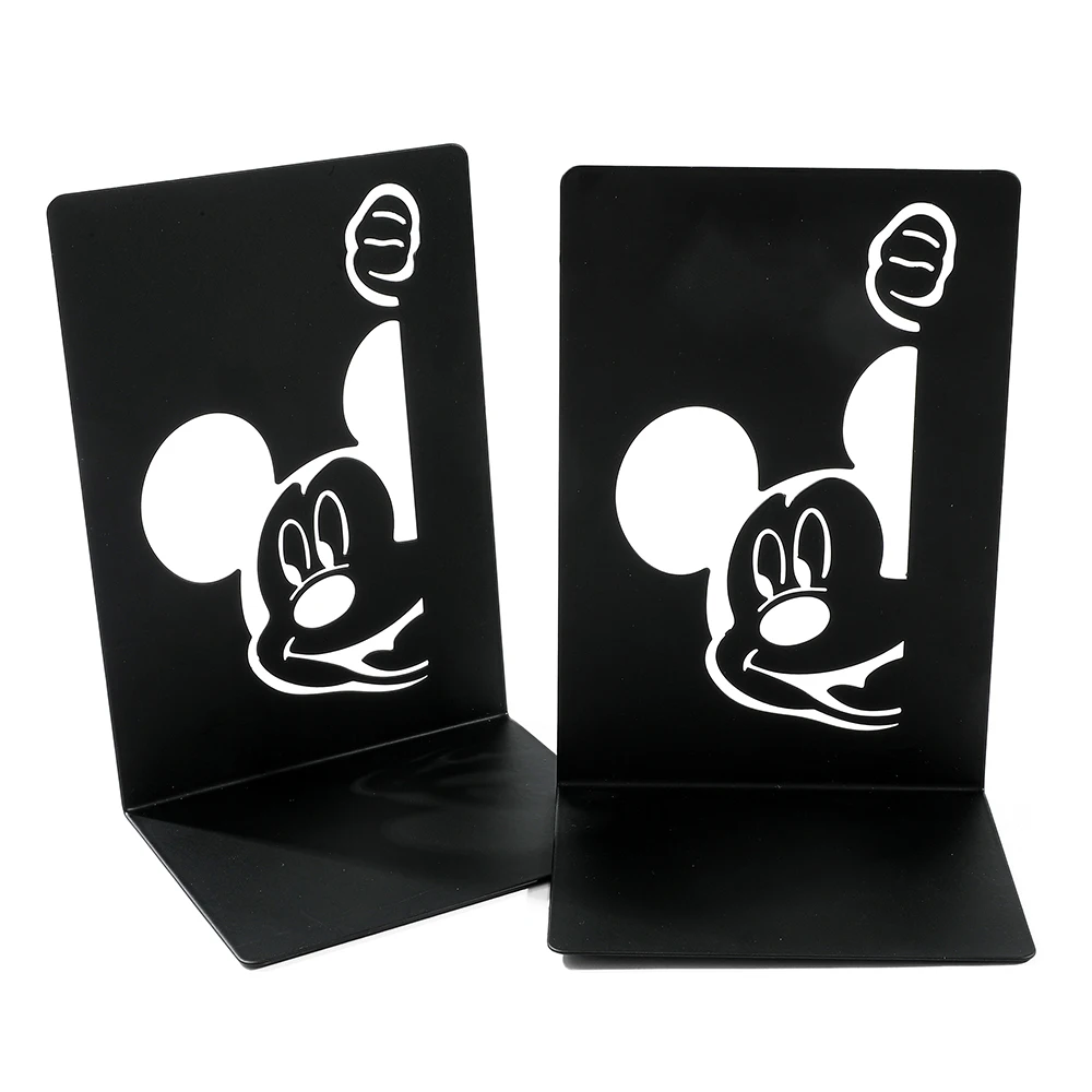 2PCute and playful Mickey bookend, metal material, Disney fans' desktop storage book end decoration bookends office supplies 3