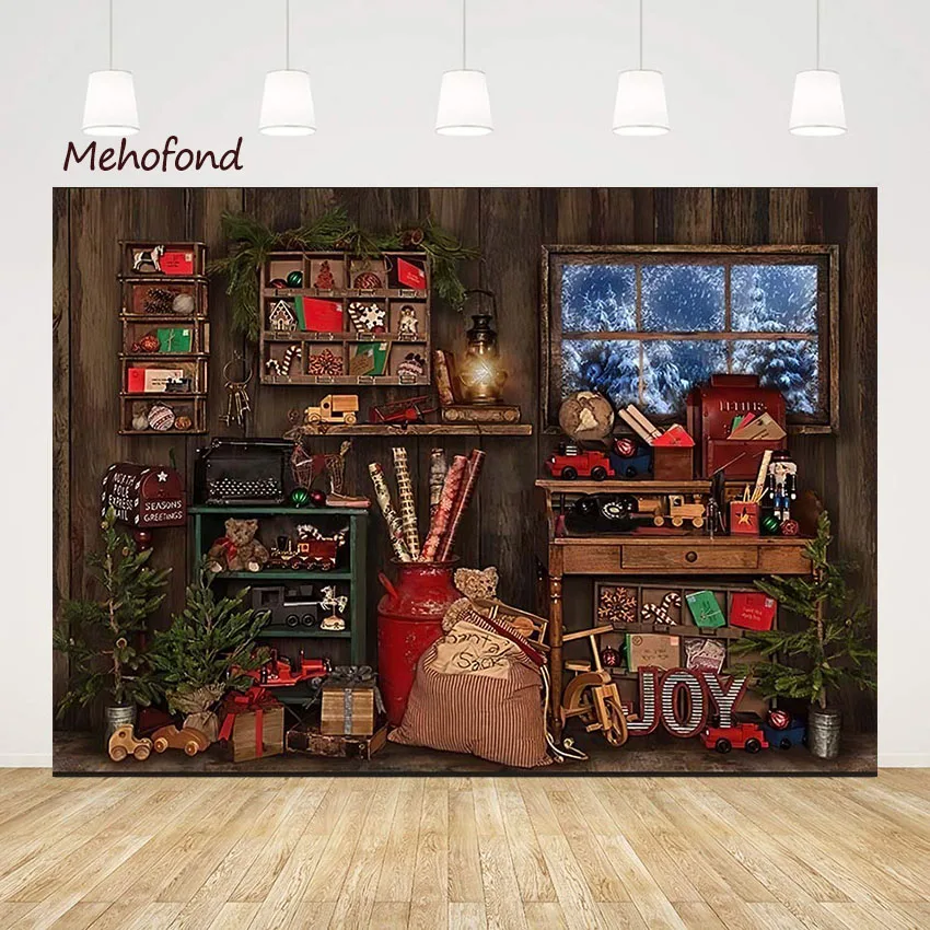 

Mehofond Рождественский Санта-Клаус детский портретный фон для фотосъемки Рождественская елка подарок камин Декор Фон Студия фотозона