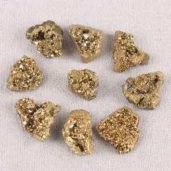 Gift Bare Quartz Natural Materials Jewelry Making Raw Gemstone Electroplating Gold Crystal Cluster Titanium Geode