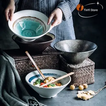 일본 스타일 식기 세트, 세라믹 그릇, 가정용 대형 라면, 쌀 국수, 수프 그릇, 주방 식기, 전자 레인지 오븐, 제빵기