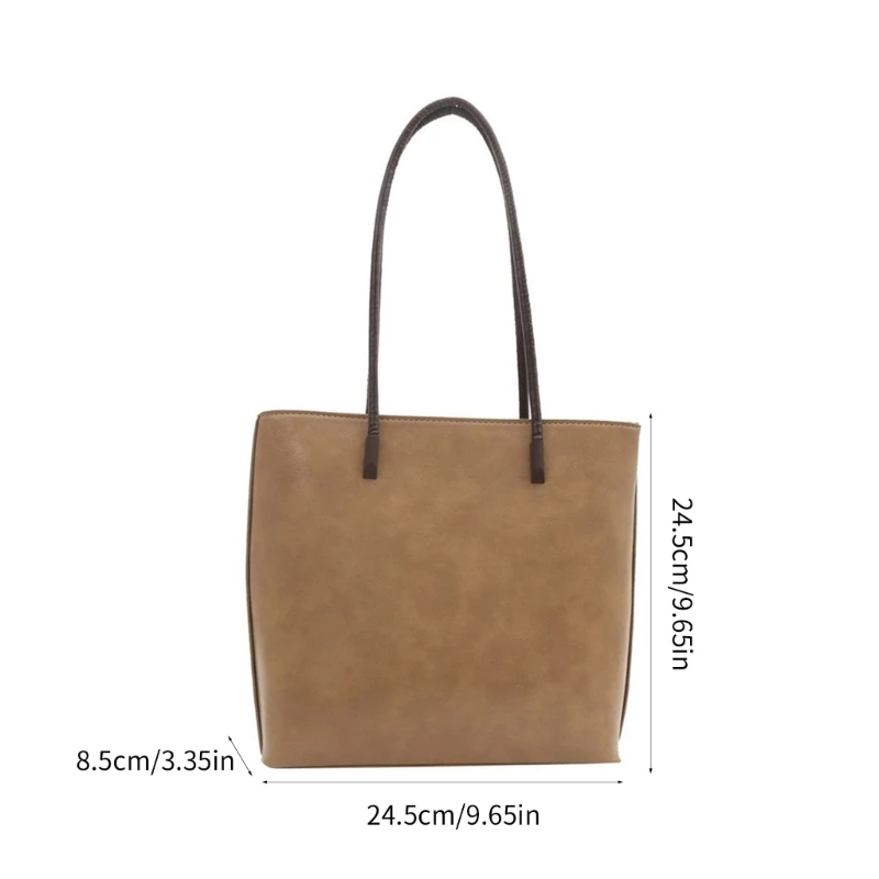Large Capacity Handbag Korean Shoulder Bag PU Leather Tote Bag for Women E74B