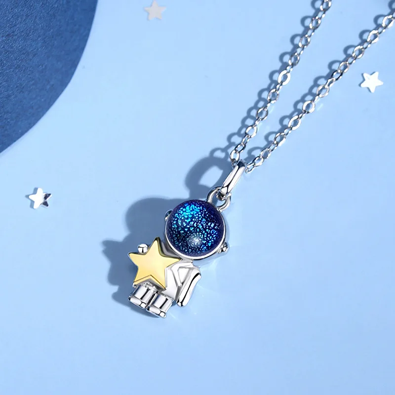 S925 Silver Couple Custom Projection Necklace Astronaut Moon Pendant For  Girlfriend Man 2023 Valentine Gifts Romantic Jewelry - AliExpress