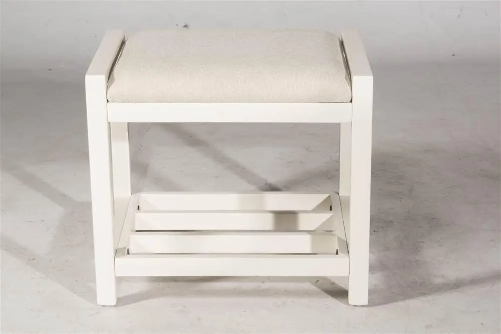 Furniture Amelia, White Vanity Stool 2