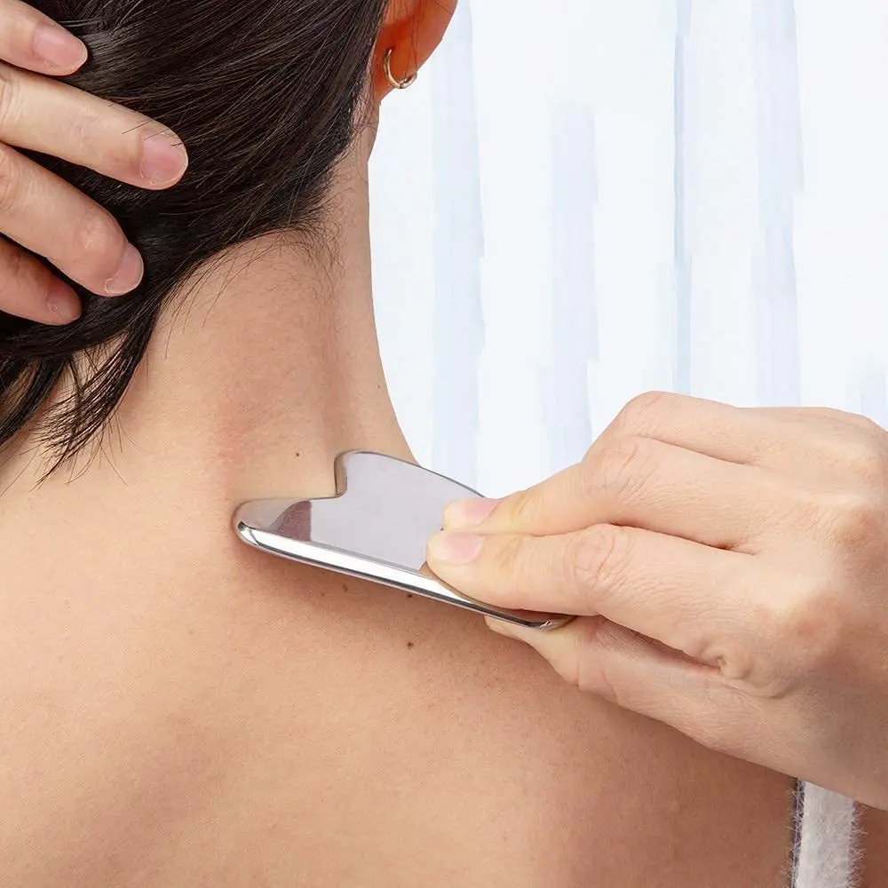 Guasha Massage for Face Stainless Steel Body Massager Facial Scraping Plate SPA Guasha Scraper for Neck Back Gua Sha Board 6