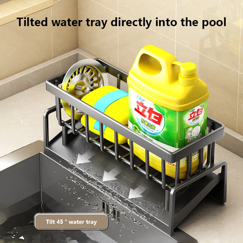 Kitchen Sink Drain Rack Organizer ABS Plastic Self-draining Sink Shelf Soap Sponge Holder Dishcloth Towel Rack filter basket