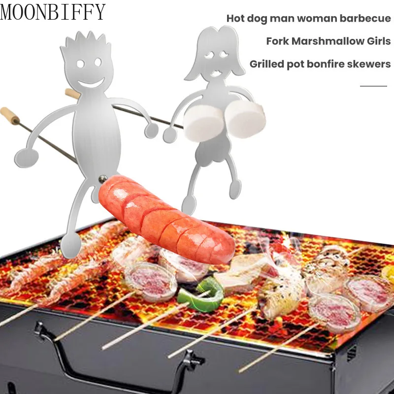 Steel Hot Dog Marshmallow Roaster Funny Metal Craft Skewer Stick Barbecue Fork For Bonfire, Bonfire And Grill Novelty Women Men