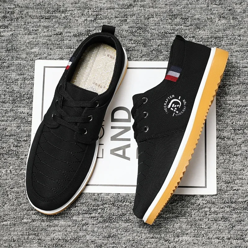 Men's Canvas Shoes Breathable Casual Shoes for Men Lace Up Vulcanize Shoes Light Walking Flats for Men Non Slip Sneaker Big Size 3