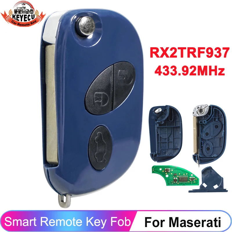 KEYECU RX2TRF937 For Maserati Quattroporte Gran Turismo 2005 2006 2007 2008 2009 2010 2011 Car Key Remote Fob ID48 Chip 433MHz car remote key