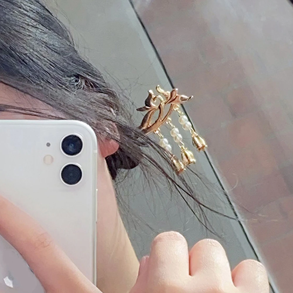 전통 머리핀 진주 태슬 젓가락 매그놀리아 시뇽핀 매그놀리아 헤어핀 헤어스틱 헤어젓가락