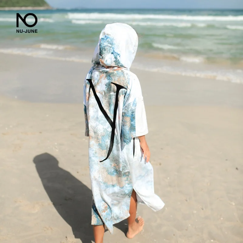 

Nu-June Microfiber Quick Dry Wetsuit Changing Robe Poncho towel With Hood for Swim Beach towel Lightweight Beach Surf Poncho