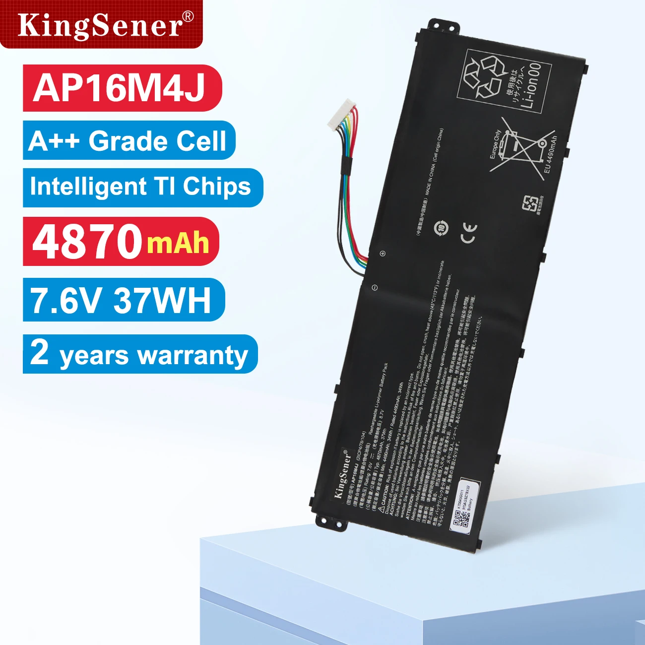 Kingsener Ap16m4j Bateria do Portátil para Acer Aspire A31733 Ex21551g Series Notebook 2icp4 78 104 7.6v 37wh 4870mah