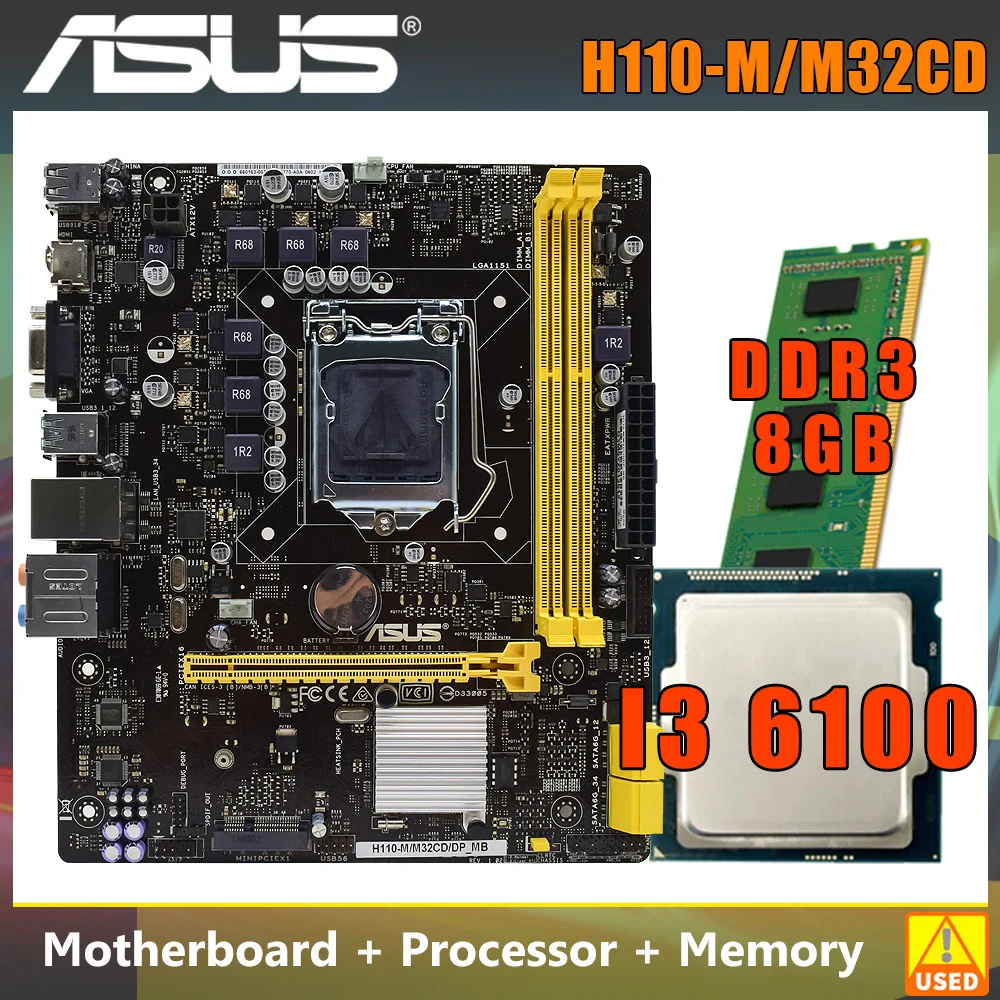 H110 LGA 1151 ASUS H110 M/M32CD Motherboard Set with Intel i3 6100 3.7