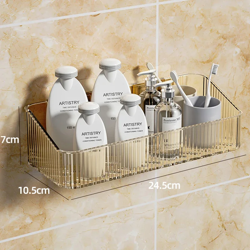 Cosmetics Storage Wall Rack Organizer for Bathroom - No Hole Plastic Corner Shelf Bathroom shelf Acrylic shelves Shower rack 6