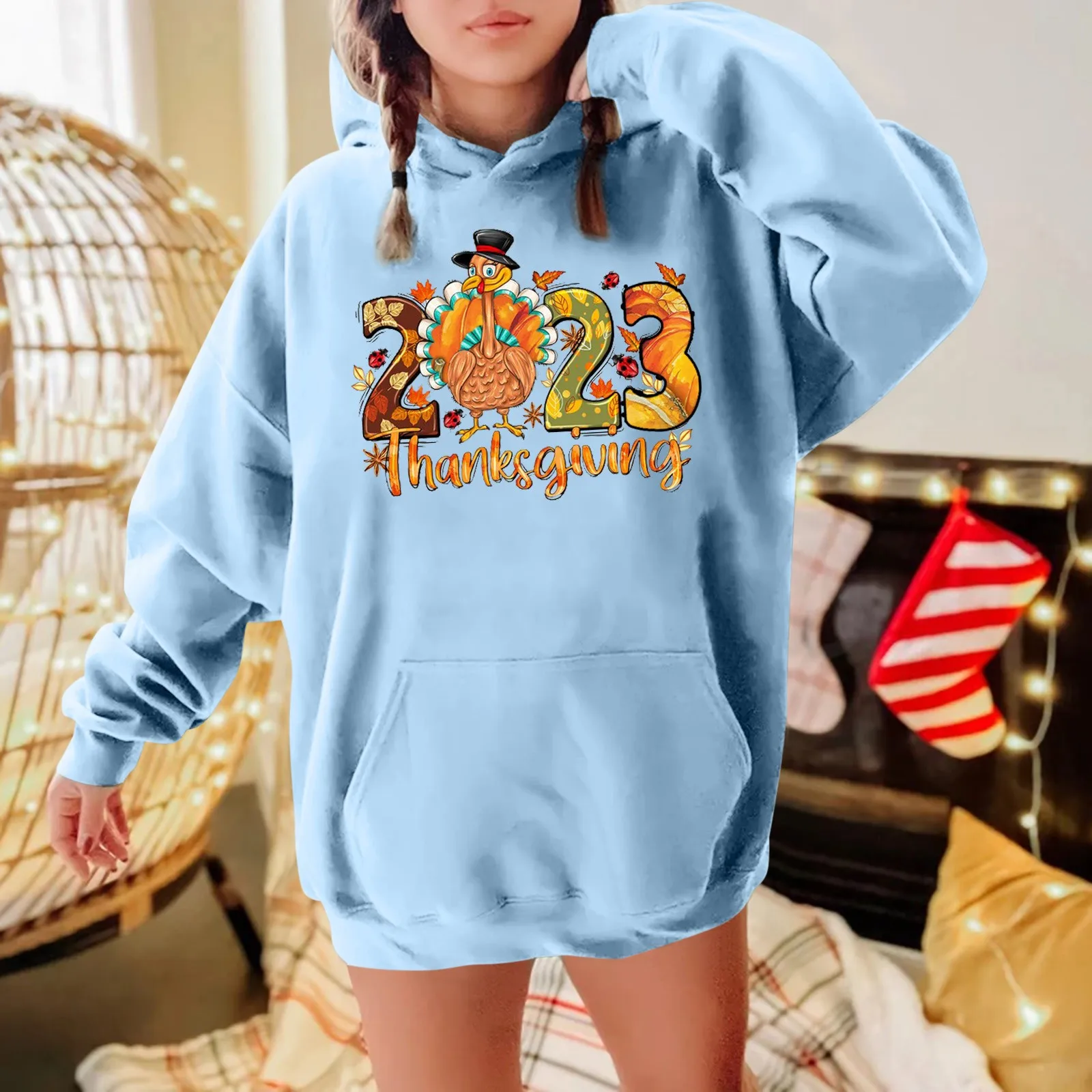 

Sweatshirt Women Solid Basic Fleece Letter Loose Hoodie Sweatshirt Long Sleeve Pocket Drop Shoulder Pullovers Sweatshirt Womens
