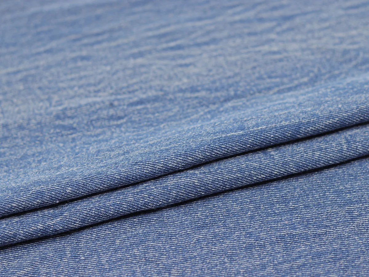 Blue Pure Cotton Hand Brush Distressed Texture Washed Denim Fabric Fabric Clothing Handmade Diy Clothes