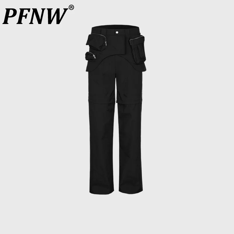 

PFNW Men's Urban Matching Functional Belt Fashion Detachable Flap Multi Pocket Casual Pants Tide Chic Darkwear Overalls 12Z5127