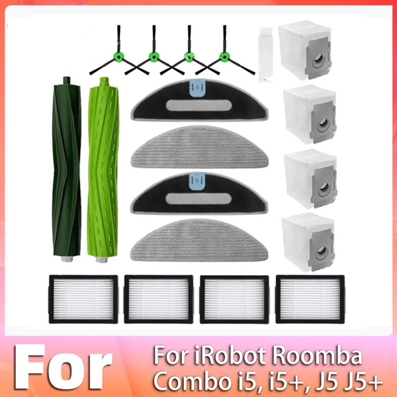 

Сменные детали для Irobot Roomba Combo J5, J5 + Plus, I5, I5 + Plus, роликовая боковая щетка, фильтр НЕРА, пылесборник, Швабра, 19 шт.