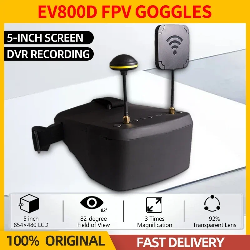 Lunettes FPV 5" 854x480 DVR 5.8GHz 40CH Diversité Batterie 2000mAh