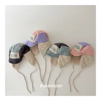 Winter Warms Kids Hats Color Blocked Children's Wool Ear Protection Hat for Boys Girls Caps Baby Travel Warm Lamb Wool Hat
