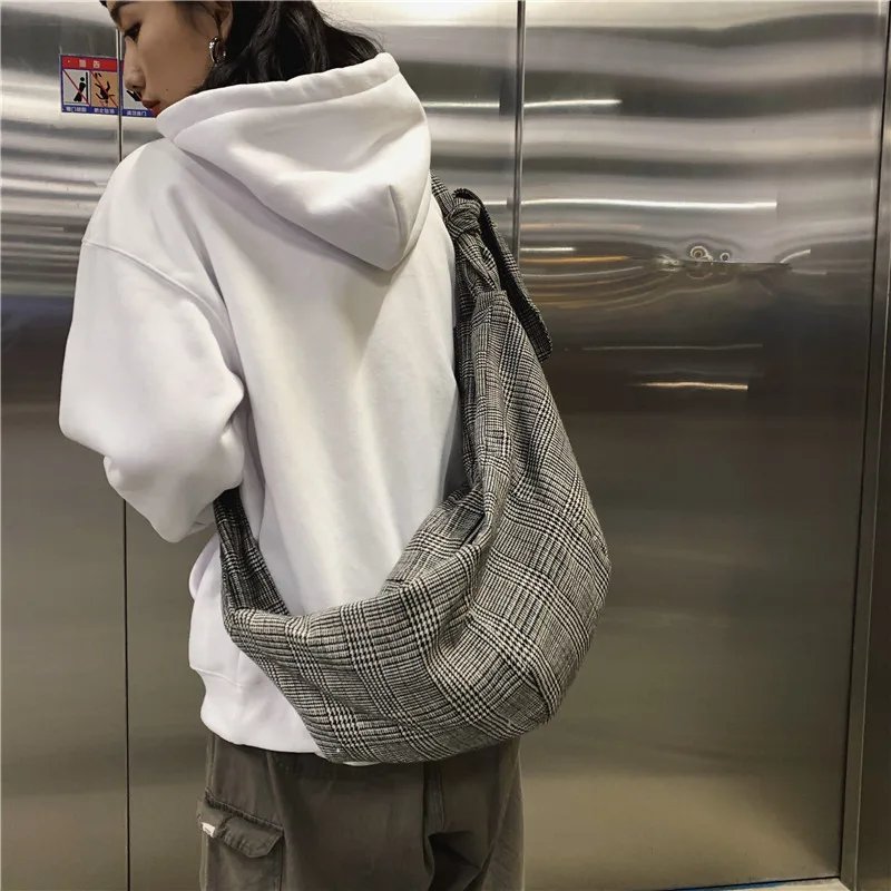 Casual Women's Shoulder Bag Large Capacity Tote Lady Canvas Messenger Plaid Female Designer Handbag Crossbody Bags for Women