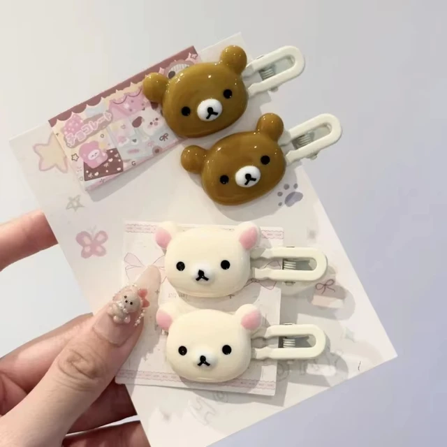 Cute Bear Hairpins Set Preppy Headdress Plastic Hair Sweet Accessories Friend Gifts 2