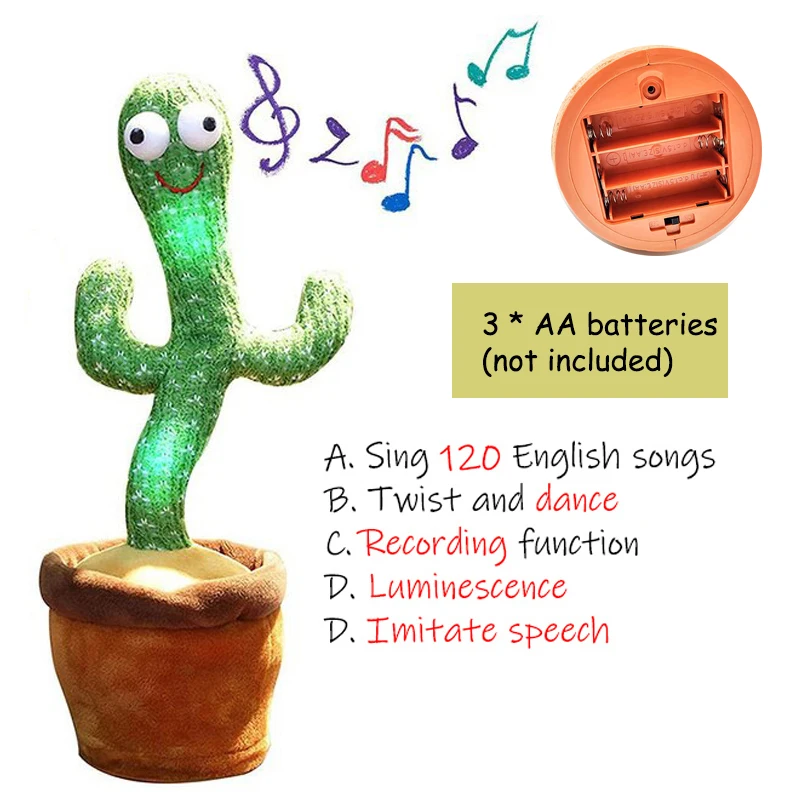 2022 Dancing Cactus Speak Electronic Plush Toys Twisting Singing Dancer Talking Novelty Funny Music Christmas Gifts Bluetooth 