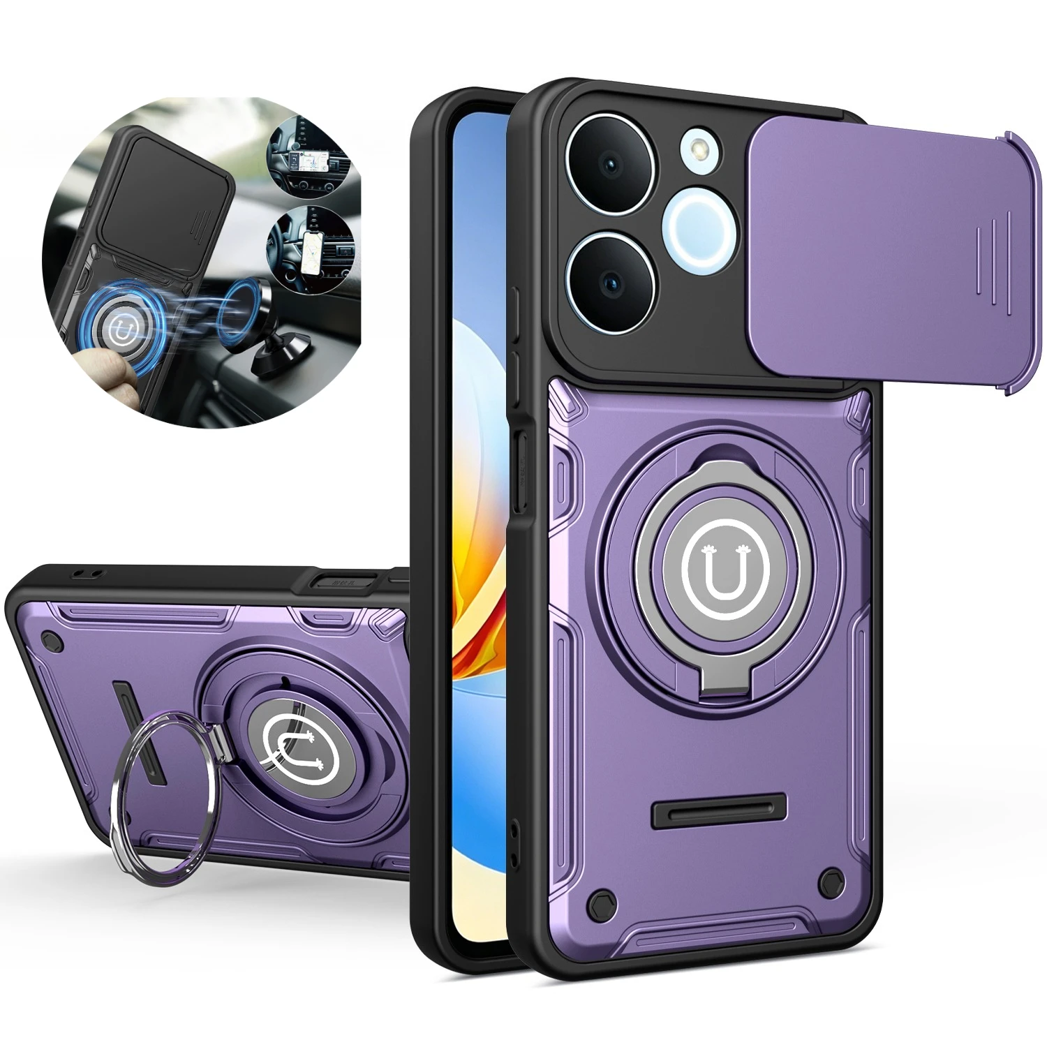 360° Rotating Magnetic Ring Holder Phone Case with Magsafe Protective Cover