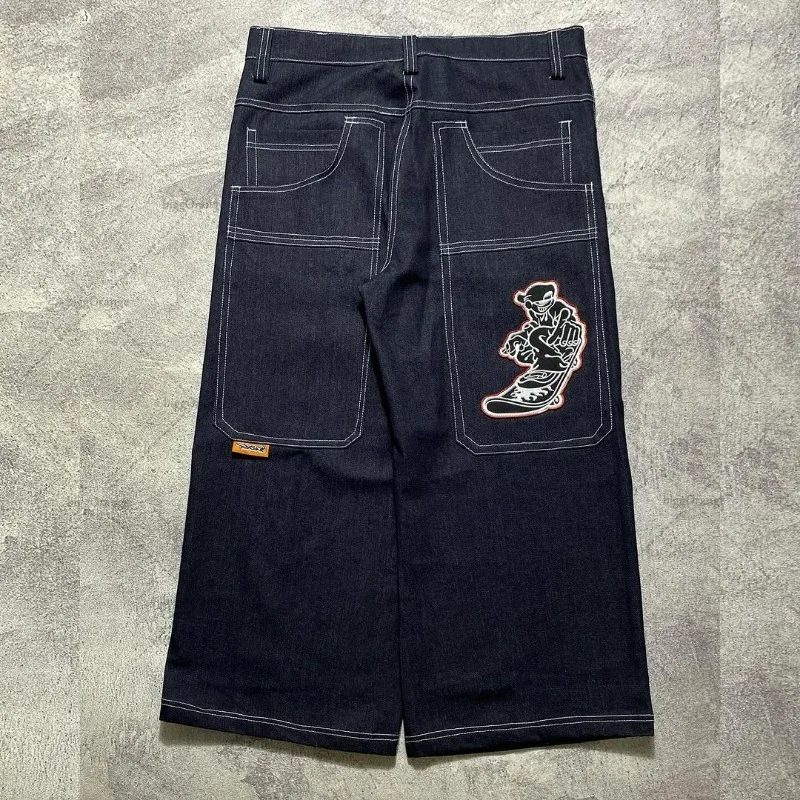 

Широкие брюки с принтом черепа для мужчин и женщин, модные варенные брюки с высокой талией, универсальные джинсы оверсайз в стиле ретро, Y2k