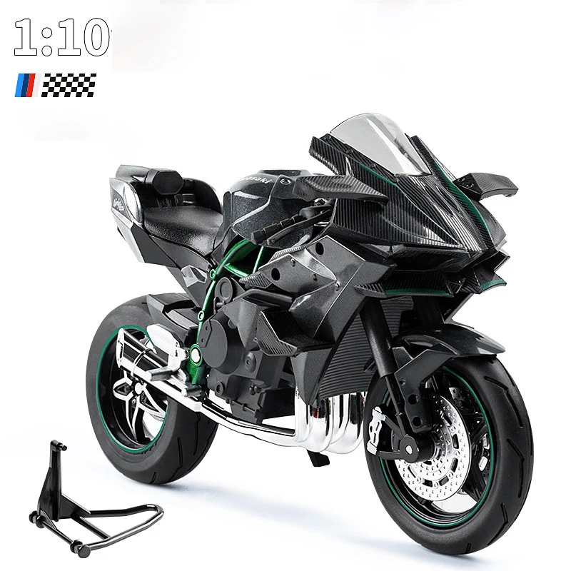 thumbnail image 1 of 1:10 BMW S1000RR Kawasaki H2R V4S Aleación de fundición a presión Modelo de motocicleta Vehículo de colección Sonido y luz Todoterreno Autociclo Juguetes Coche, 1 of 5