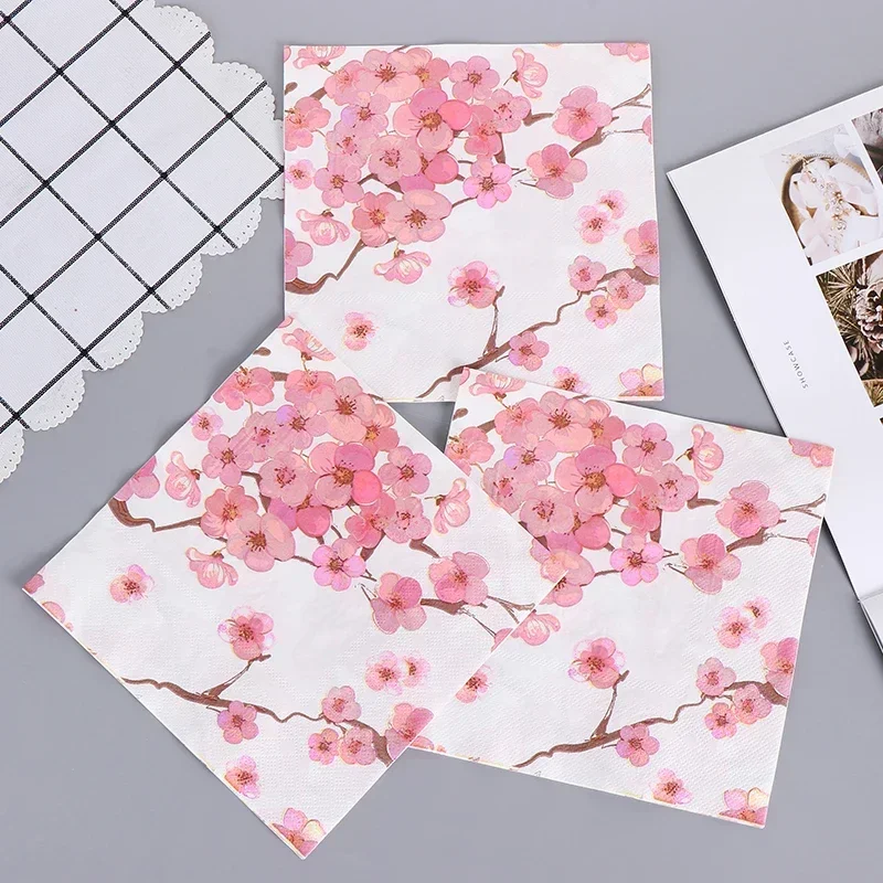Paper Napkins Chinese Style Printing Wedding Pure Wood Pulp Plum Flower 20 Sheets 2Ply 33*33cm