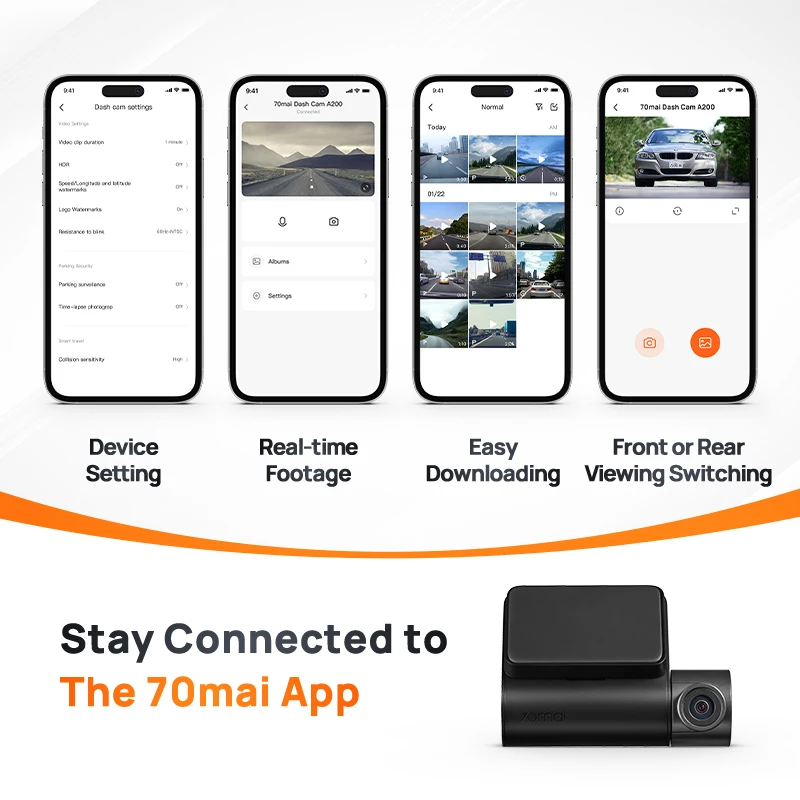 70mai Dash Cam A200 2'' LCD Screen 70mai A200 Car DVR1080P Auto