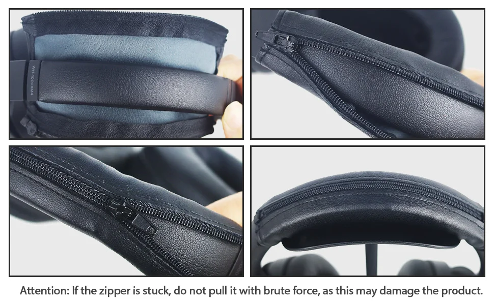 Headband Cover for Anker Soundcore Q45 Q30 Q35 Headphones Protein Leather Zippered Headband Cover for Sony WH-1000XM4 1000XM3